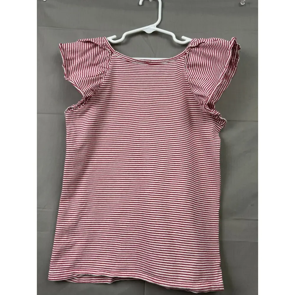 OshKosh B'gosh Girls Reach for the Stars Red Striped Shirt,  Size 8